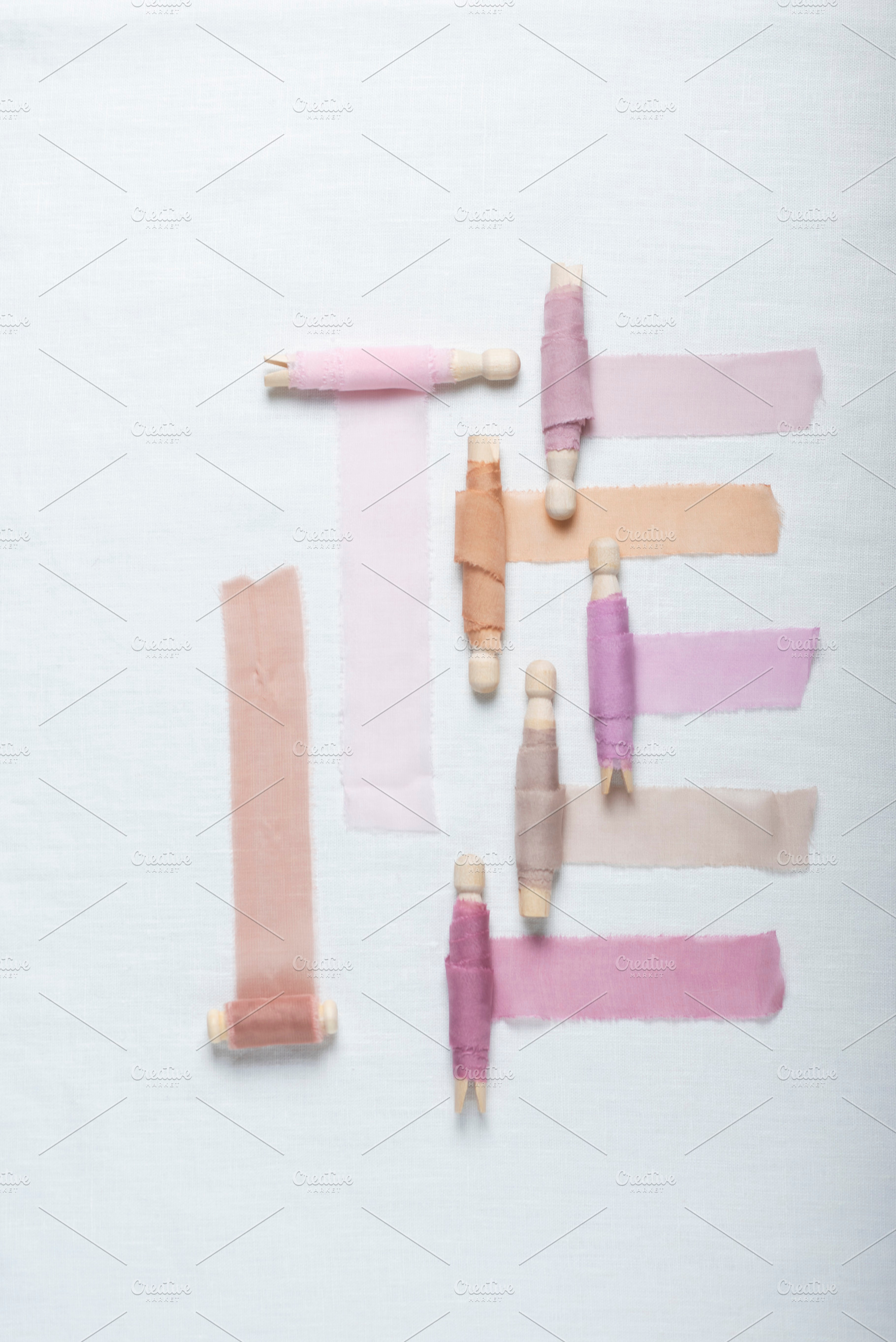 Pattern with handmade colored silk ribbons, a Beauty & Fashion Photo by oxana.denezhkina