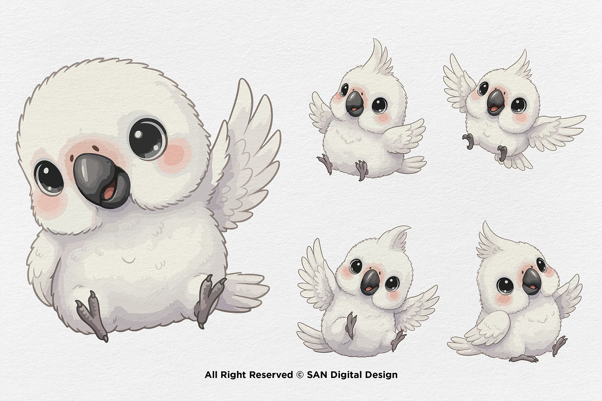 15 Bundle Watercolor White Parrot, an Animal Illustration by Morspective (Photo 5 of 8)