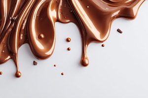 Flowing melted chocolate with glossy texture, a Food & Drink Photo by AlyaAnd