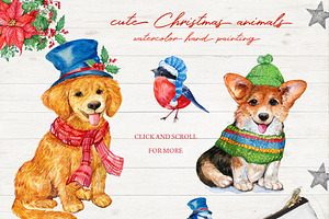 Merry Christmas.Cute Animals