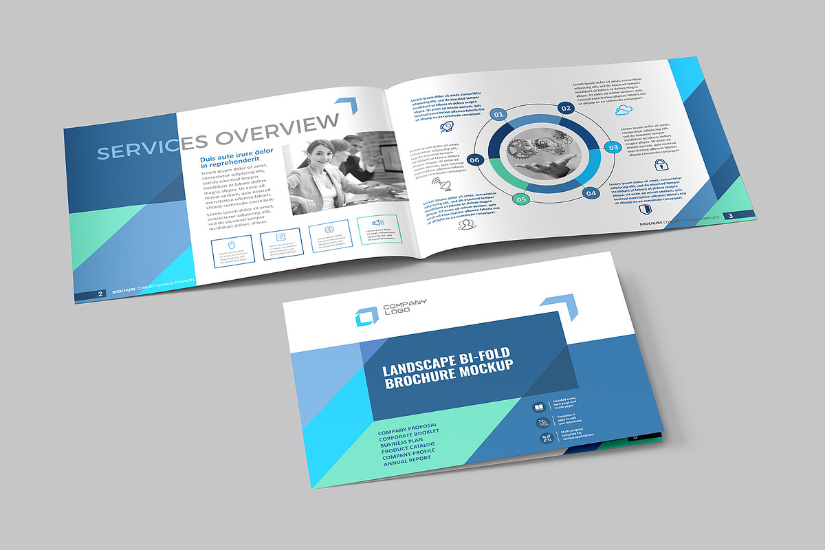 A4 Landscape Bi-Fold Brochure Mockup, a Books & Magazine Mockup by Illusiongraphic (Photo 8 of 17)
