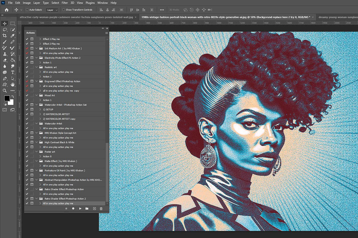 Retro Shader Effect Photoshop Action, an Action Add-On by MRI STUDIO (Photo 6 of 13)