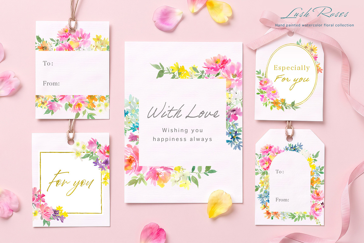 Watercolor pink roses with birds, an Object Graphic by Sawango Designs (Photo 6 of 12)