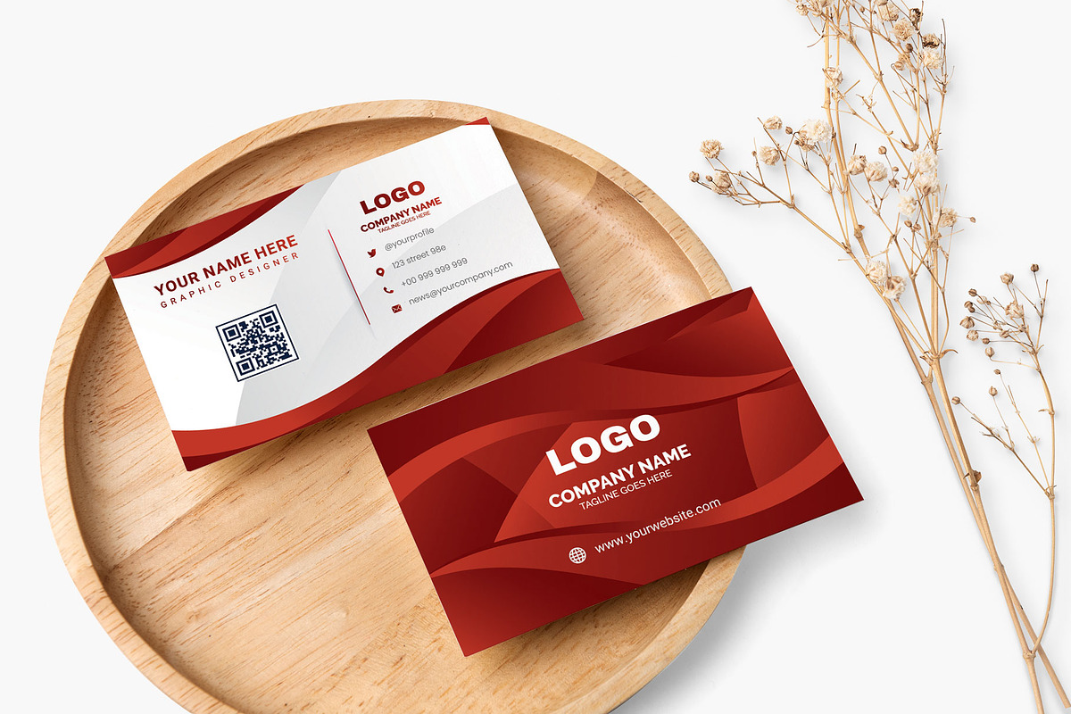 Stylish Red Abstract Business Card, a Business Card Template by Vitoria's Collection (Photo 2 of 3)