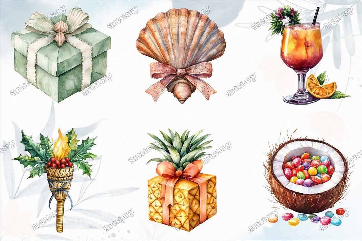 Tropical Aloha Christmas Clipart, an Illustration by designcity5 (Photo 3 of 5)