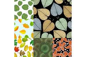 Seamless Pattern With Leaves Background Vector Illustration Nature Design Floral Summer Plant Textile Fashion Tropical Art.