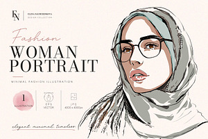 Girl in Glasses Vector Portrait, a Person Illustration by Elena Naumchenkova