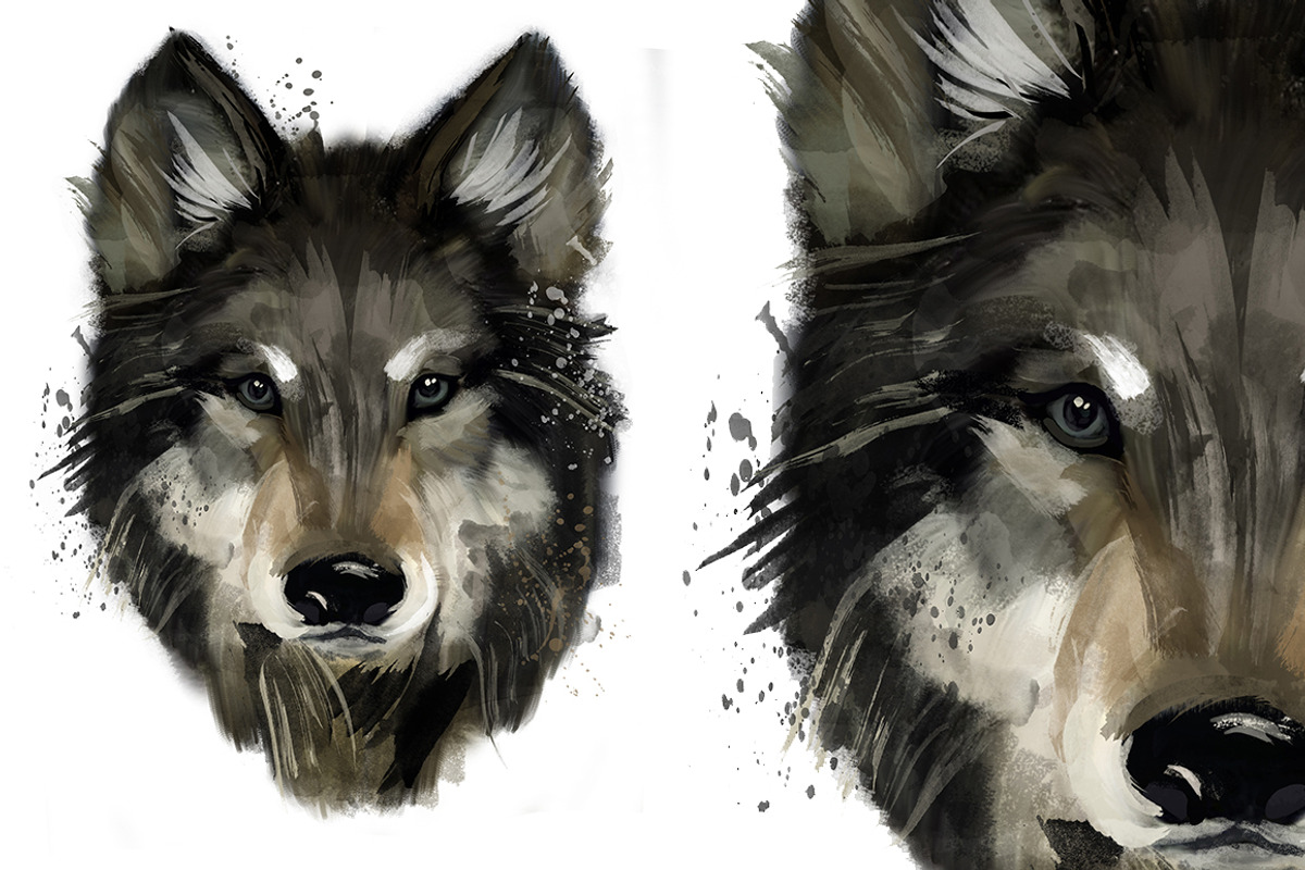 Set wolf portraits .4 styles, an Animal Illustration by art_mouse (Photo 2 of 5)