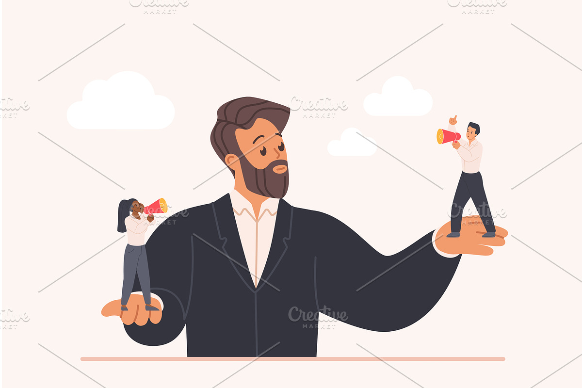 Employee voice opinion listening, a Person Illustration by Lemberg Vector