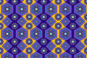 Purple Yellow Blue Floral Geometric, a Pattern Graphic by Sharon Schwalbe (Thumbnail 1 of 2)