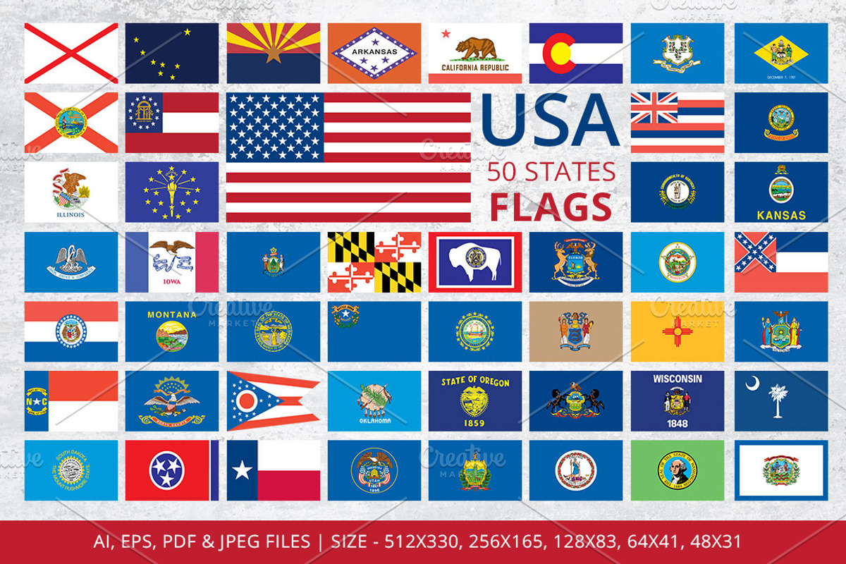 States Flags of USA, an Illustration by ArtFusion (Photo 1 of 2)