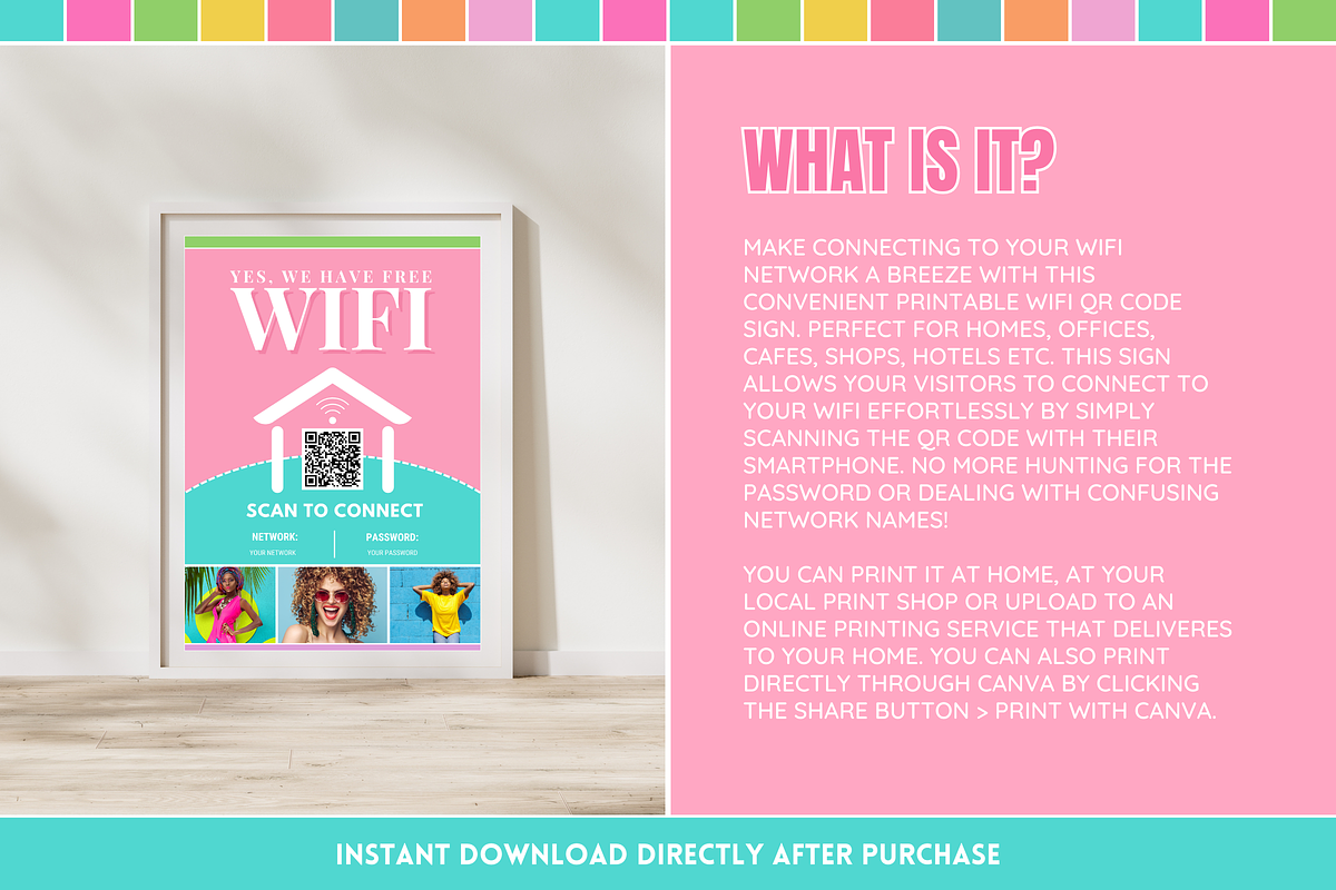 WiFi QR Code Sign - Pastel, a Flyer Template by SunshineStudioBoutique (Photo 2 of 10)