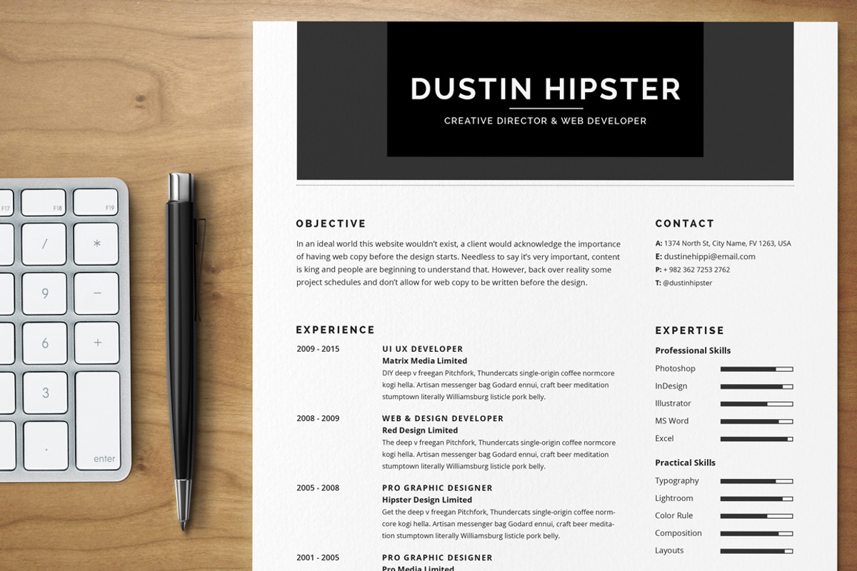 Resume/CV Set - The Hipster, a Resume Template by SNIPESCIENTIST (Photo 3 of 3)