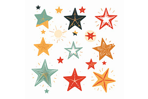 Collection colorful star, an Illustration by Vectorstockersland