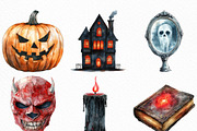 Watercolor Scary Halloween Clipart, an Illustration by Craft Nest (Thumbnail 5 of 6)