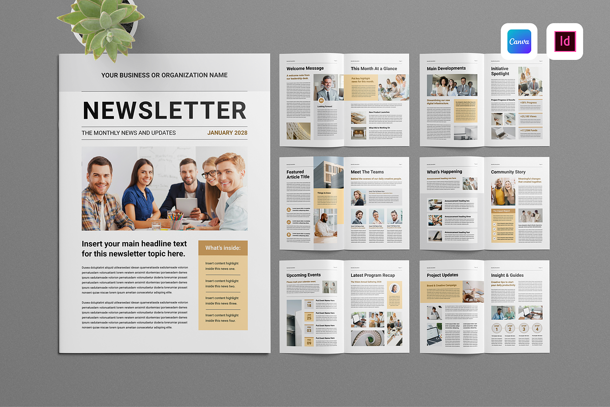 Newsletter | Canva & InDesign, a Magazine Template by Leaflove (Photo 1 of 10)