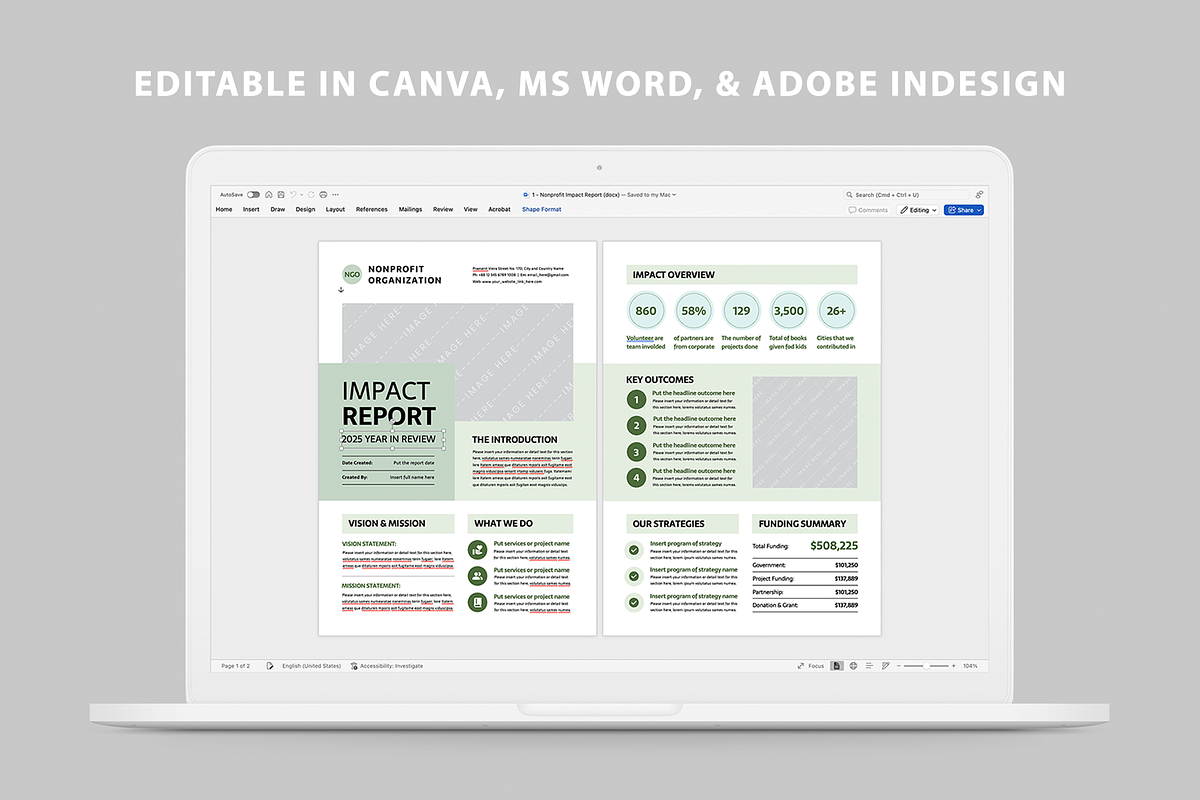 Impact Report | Canva, MS Word, Indd preview 5