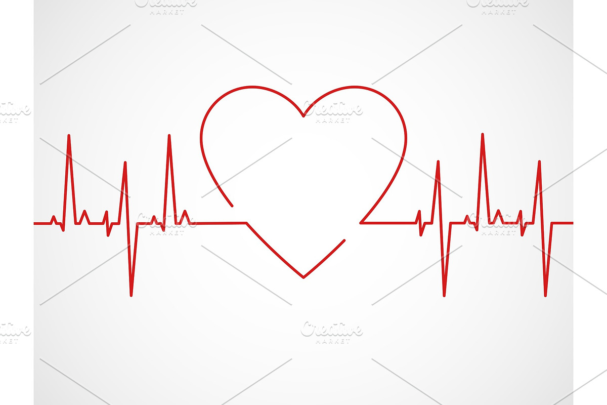 Ekg with heart. Heartbeat ecg line, an Object Graphic by YummyBuum