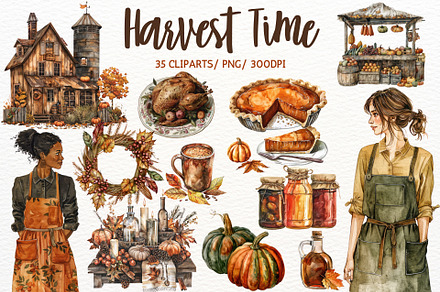 Watercolor Autumn Fall Harvest PNG