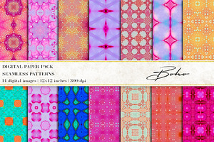 Boho Digital Papers, a Pattern Graphic by BonaDesigns