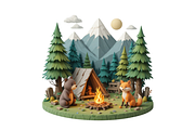 3D Camping Animal Clipart, a Seasonal Illustration by Creative design (Thumbnail 3 of 7)