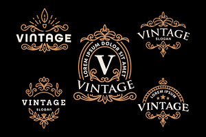 Collection of Elegant Vintage Logos, a Branding & Logo Template by Saba Vector