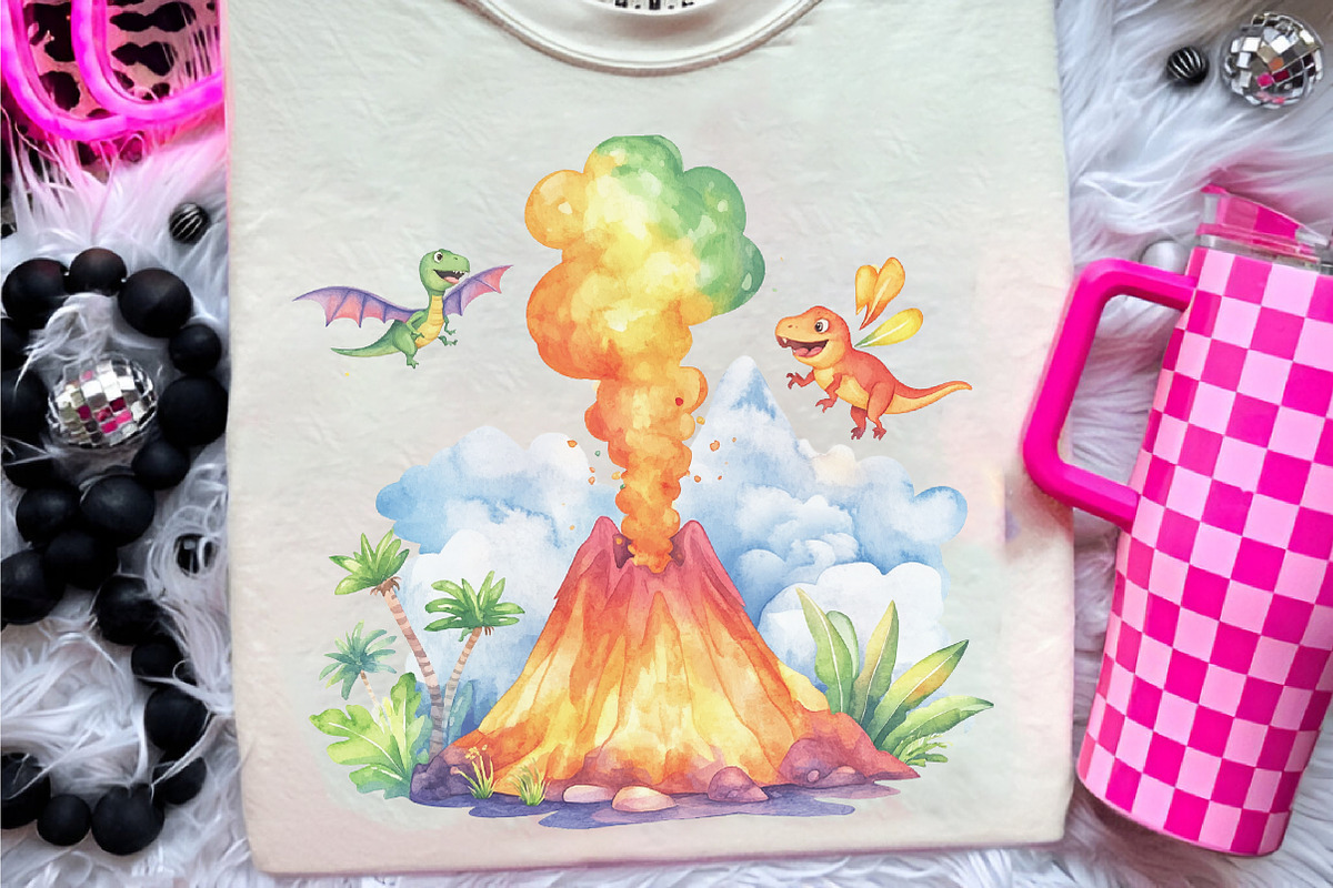 Watercolor Prehistoric Cute Dinosaur, an Illustration by CreationArt (Photo 5 of 9)