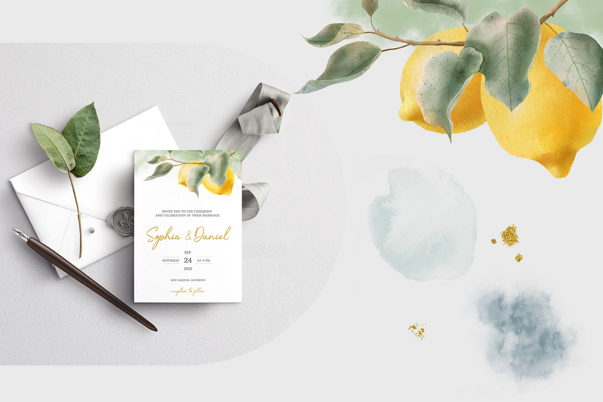 Lemons watercolor clipart, a Decorative Illustration by Nebbia (Photo 4 of 5)