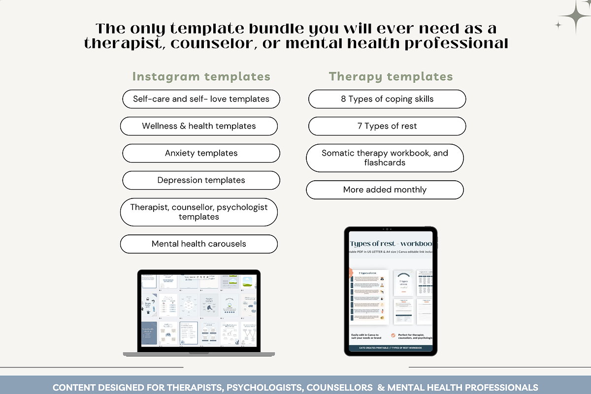 Mental health bundle Canva template preview 4