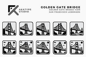 Golden Gate Bridge Vector Icon, a Solid Icon by Akatype Studio