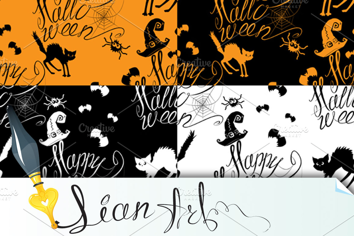 4 Halloween seamless patterns