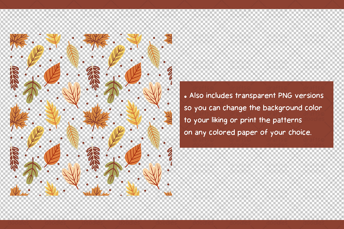 Autumn Leaves Clipart and Patterns, a Pattern Graphic by Drafts n Doodles (Photo 8 of 8)