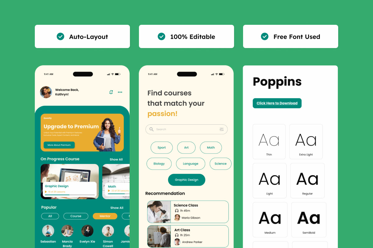 Questly -  E Learning Mobile App, an App Template by productype1 (Photo 3 of 5)