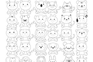 Cartoon Animal Outlines Set 2