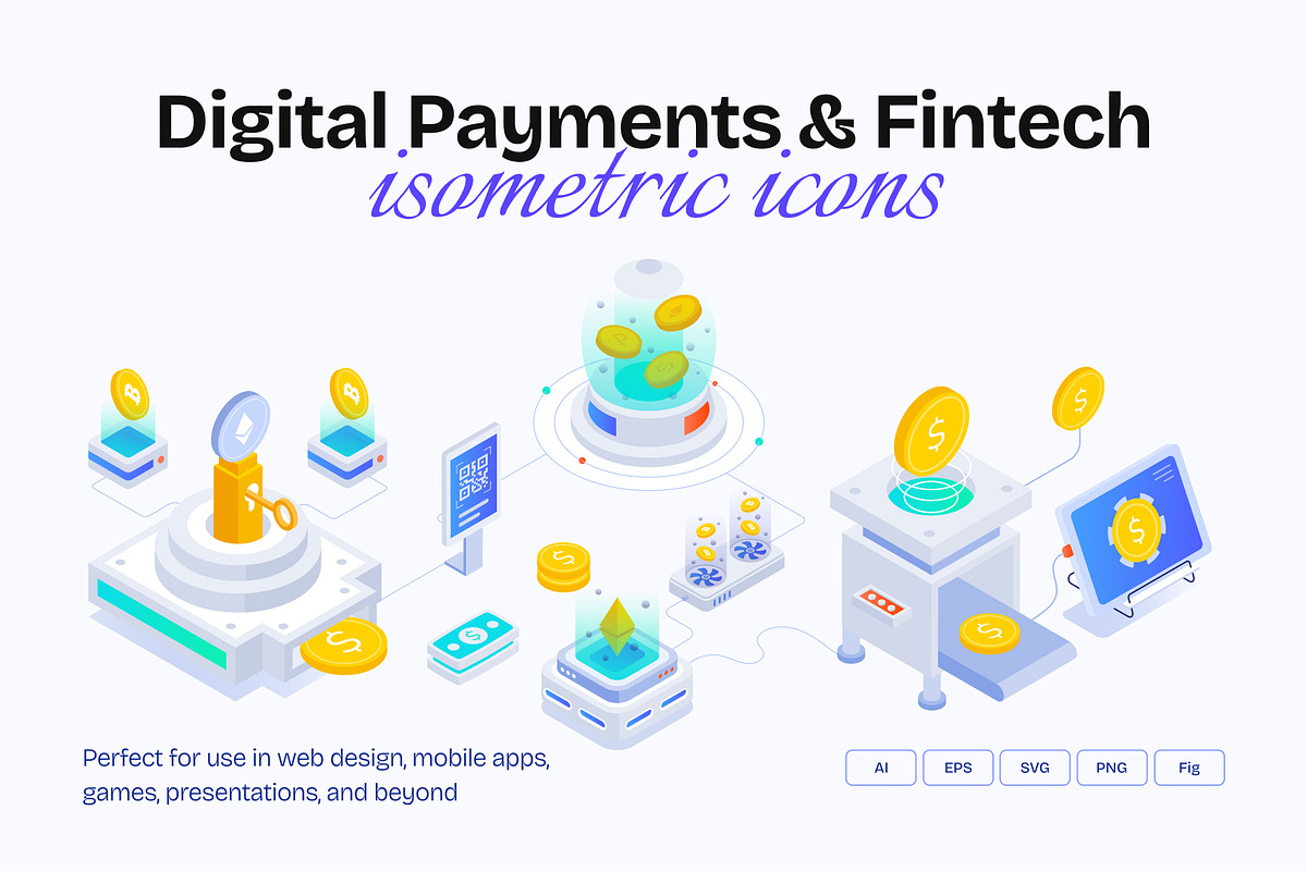 Payment and Fintech Isometric Icons, a Duotone Icon by Vectors Market (Photo 1 of 6)