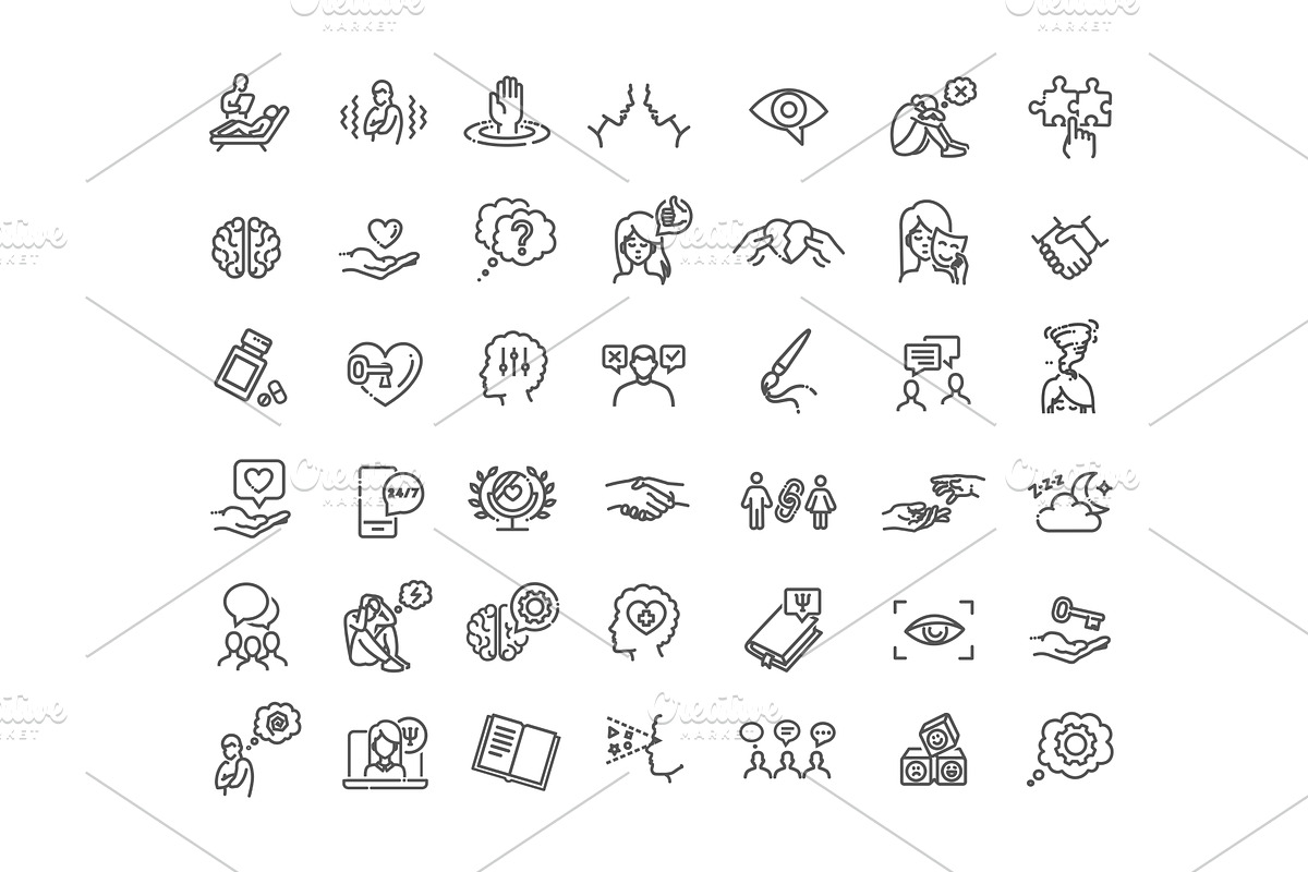 Psychology and mental line icons, an Outline Icon by Tettygreen