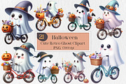Halloween Cute Retro Ghost Clipart, an Illustration by Creative Art (Thumbnail 1 of 4)