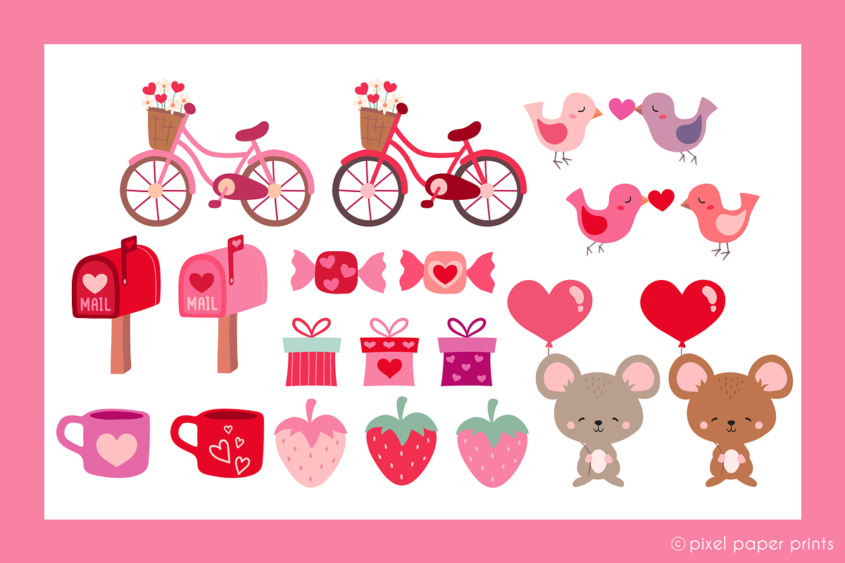 Cute little Valentine's Day Clipart, an Object Graphic by PixelPaperPrints (Photo 3 of 9)