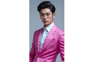 Stylish man in a pink suit and, an Illustration by tilialucida