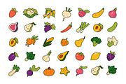 Fruits & vegetables icons set, a Food Illustration by PaperTrident (Thumbnail 1 of 14)