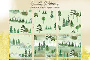 Watercolor Forest Mountains, Trees, a Decorative Illustration by Slastick (Thumbnail 5 of 8)