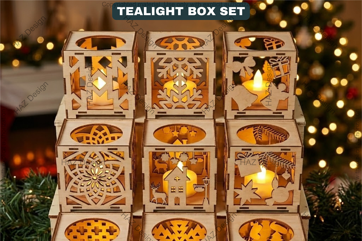 Tealight Holder Boxes SVG Laser Cut, a Graphic by AtacanDigital (Photo 7 of 14)