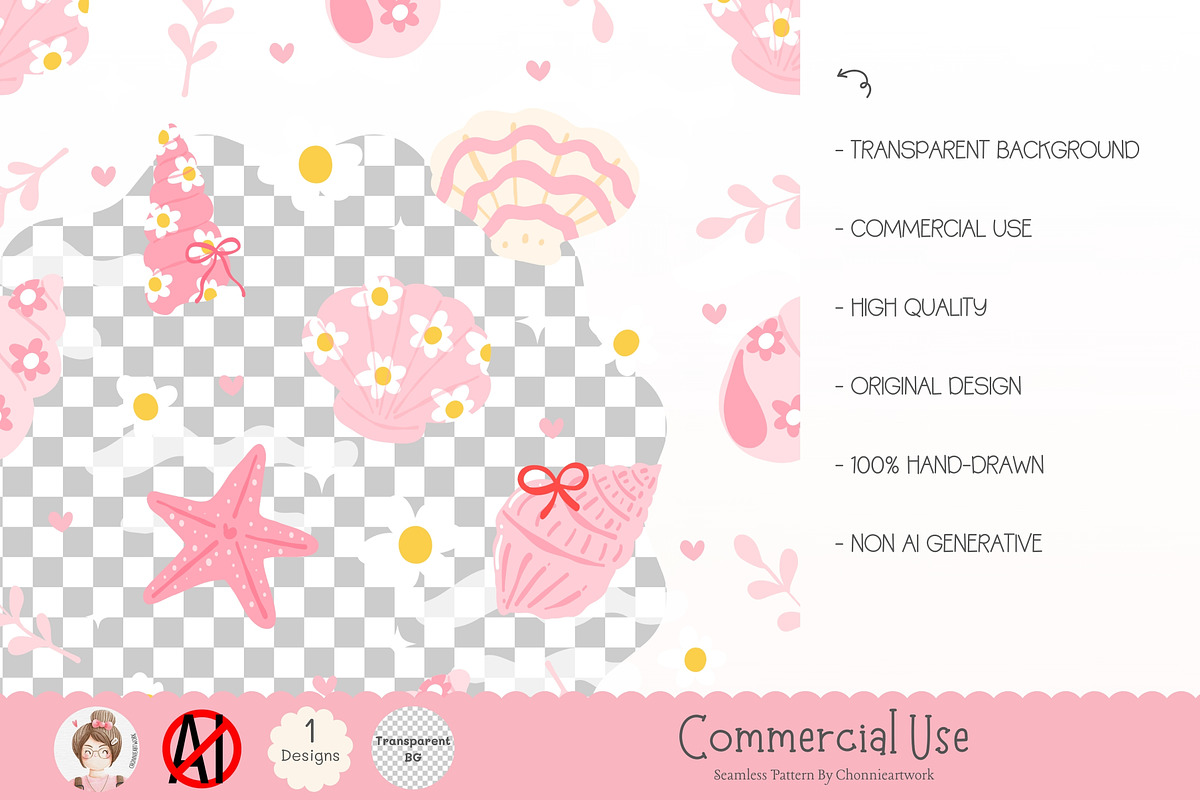 Cute Shell Seamless Pattern, a Pattern Graphic by Chonnieartwork (Photo 2 of 5)