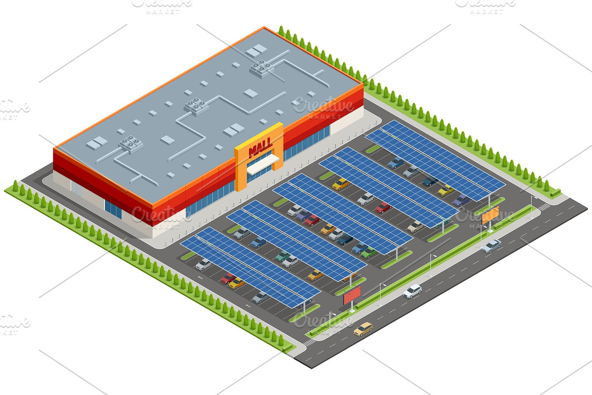 Isometric Retail Mall with Solar, a Transportation Illustration by Golden Sikorka (Photo 1 of 3)