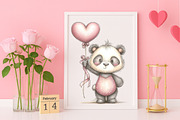 Whimsical Valentine Panda Clipart, an Illustration by Canvas Craft (Thumbnail 6 of 6)