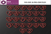 Heart Initial Earrings Laser Cut 134, a Graphic by AtacanDigital (Thumbnail 1 of 2)