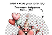 Funny Birthday Pig Clipart Cartoon, a Graphic by one-touch (Thumbnail 5 of 15)