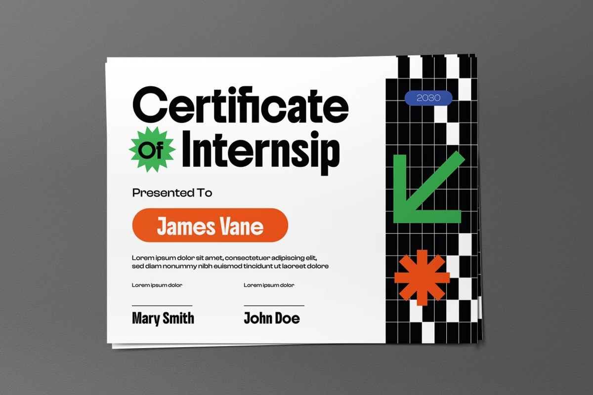 Internship Certificate, a Card Template by graphicook