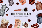 COFFEE BAR watercolor, a Food Illustration by Julia Bogdan (Thumbnail 1 of 4)