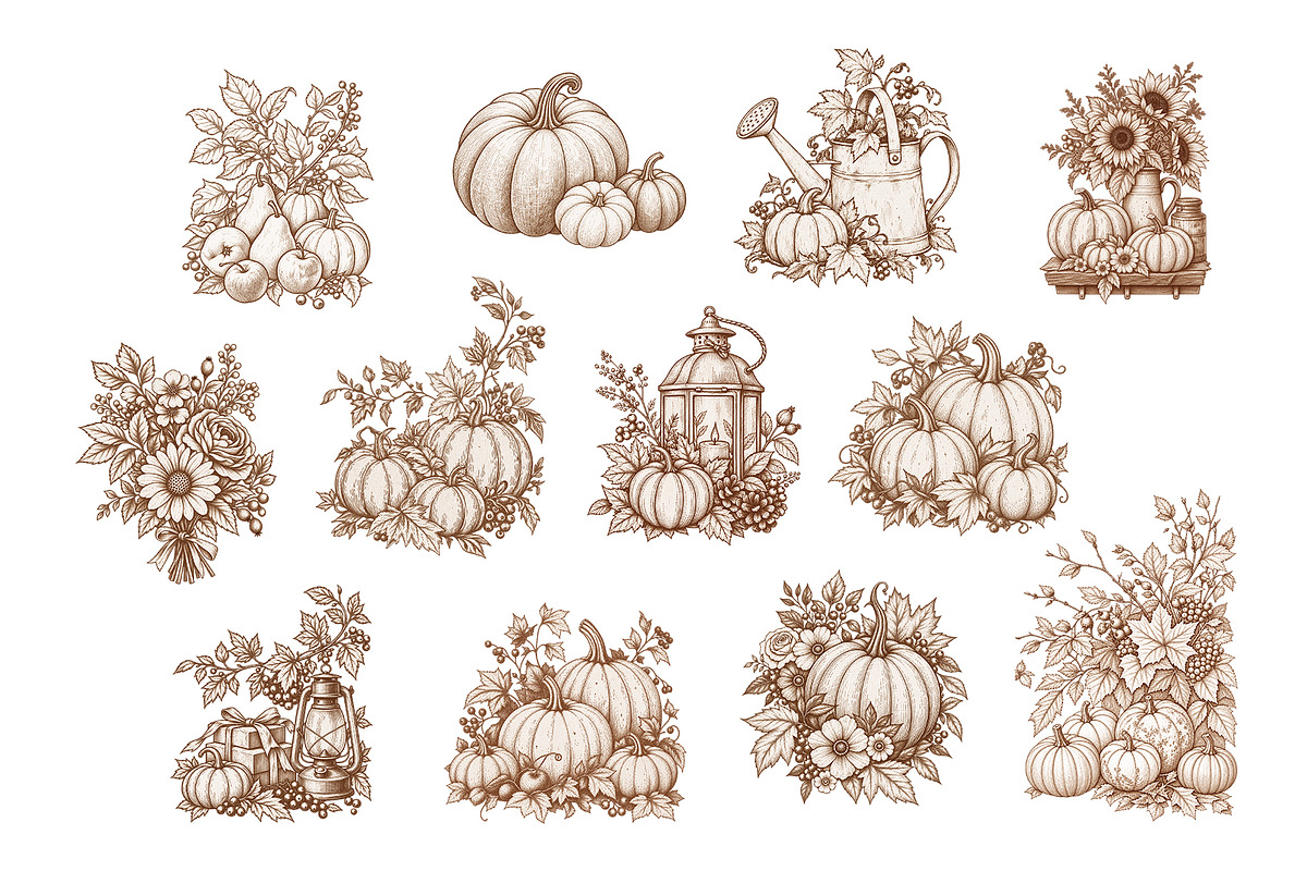 Autumn Vintage Graphic Collection, an Object Graphic by Vasmila (Photo 3 of 11)